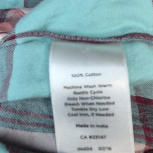 Talbots Teal and Pink Plaid Button Down Shirt - Picture 3 of 6